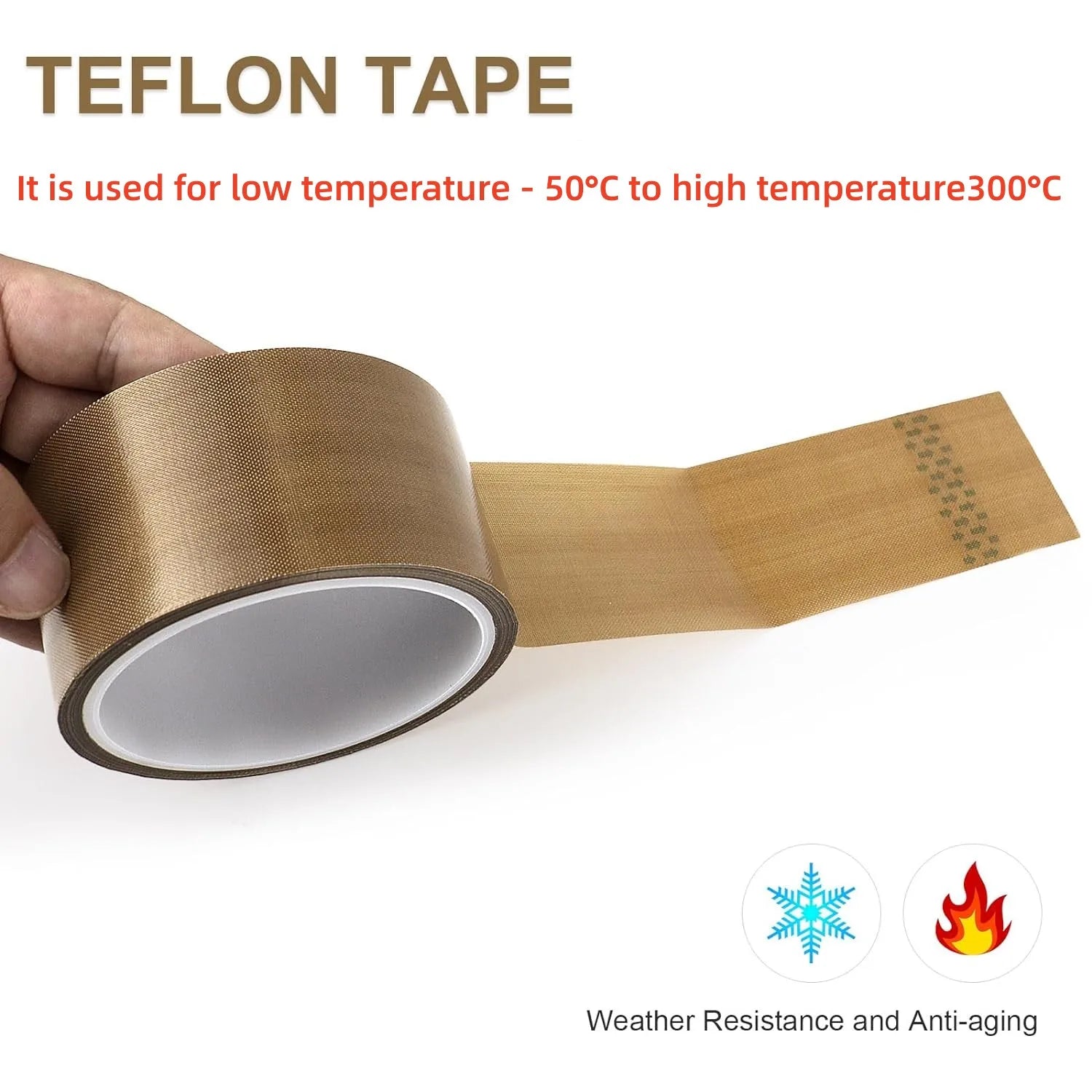 PTFE High Temperature Resistance Tape  300° C  Heat Insulation Adhesive Sealing Machine Self-adhesive Waterproof Tapes Roll