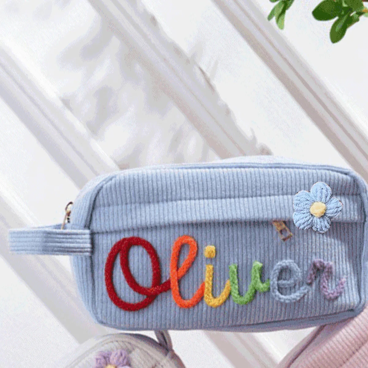 1pc Custom Corduroy Makeup Bag: Personalized yarn name bag, stylish and simple mini portable storage bag with large capacity