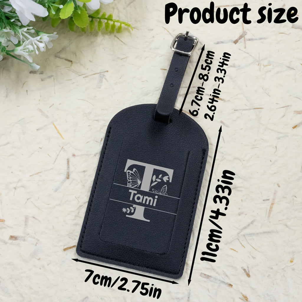 Custom Luggage Tags - with Name, Personalized Faux Leather Luggage Tags, Custom Luggage Tags, Customizable Letter Luggage Tags