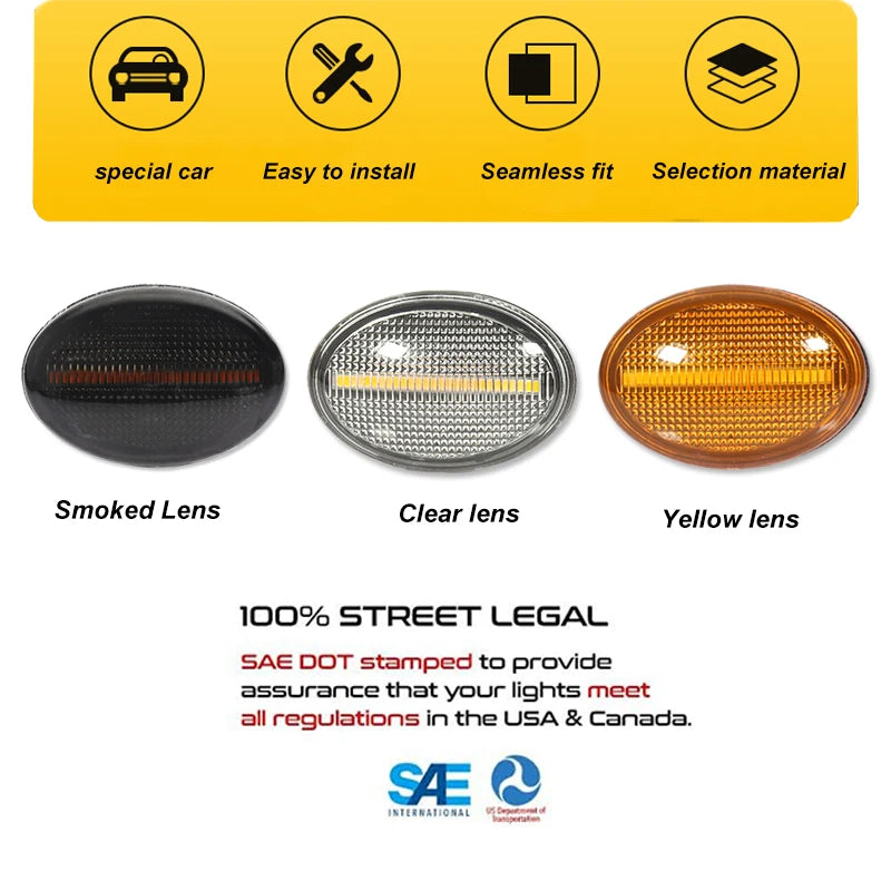 iJDM Amber Full Strip LED Fender Side Marker Blinker Lights for MINI Cooper R55 R56 R57 R58 R59 Gen2 Dynamic Turn Signal Lamp