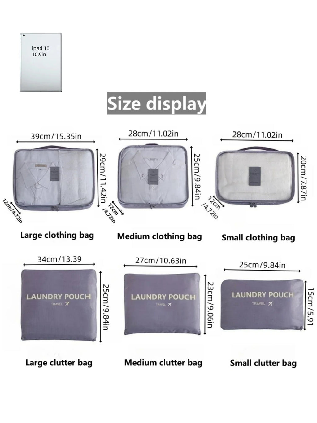 6-Piece Set of Large Oxford Cloth Travel Storage Bags, Suitable for Backpacks and Suitcases, Travel Organizer Bags, Multifunctional and Durable Luggage Organizer Bags, Suitable for Efficient Packing, Essential Travel Accessor