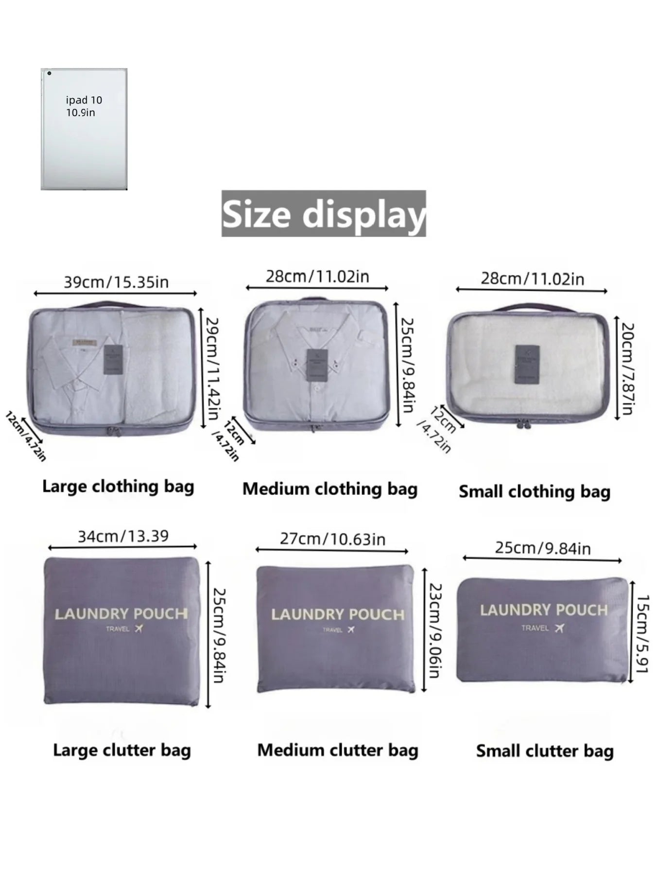 6-Piece Set of Large Oxford Cloth Travel Storage Bags, Suitable for Backpacks and Suitcases, Travel Organizer Bags, Multifunctional and Durable Luggage Organizer Bags, Suitable for Efficient Packing, Essential Travel Accessor
