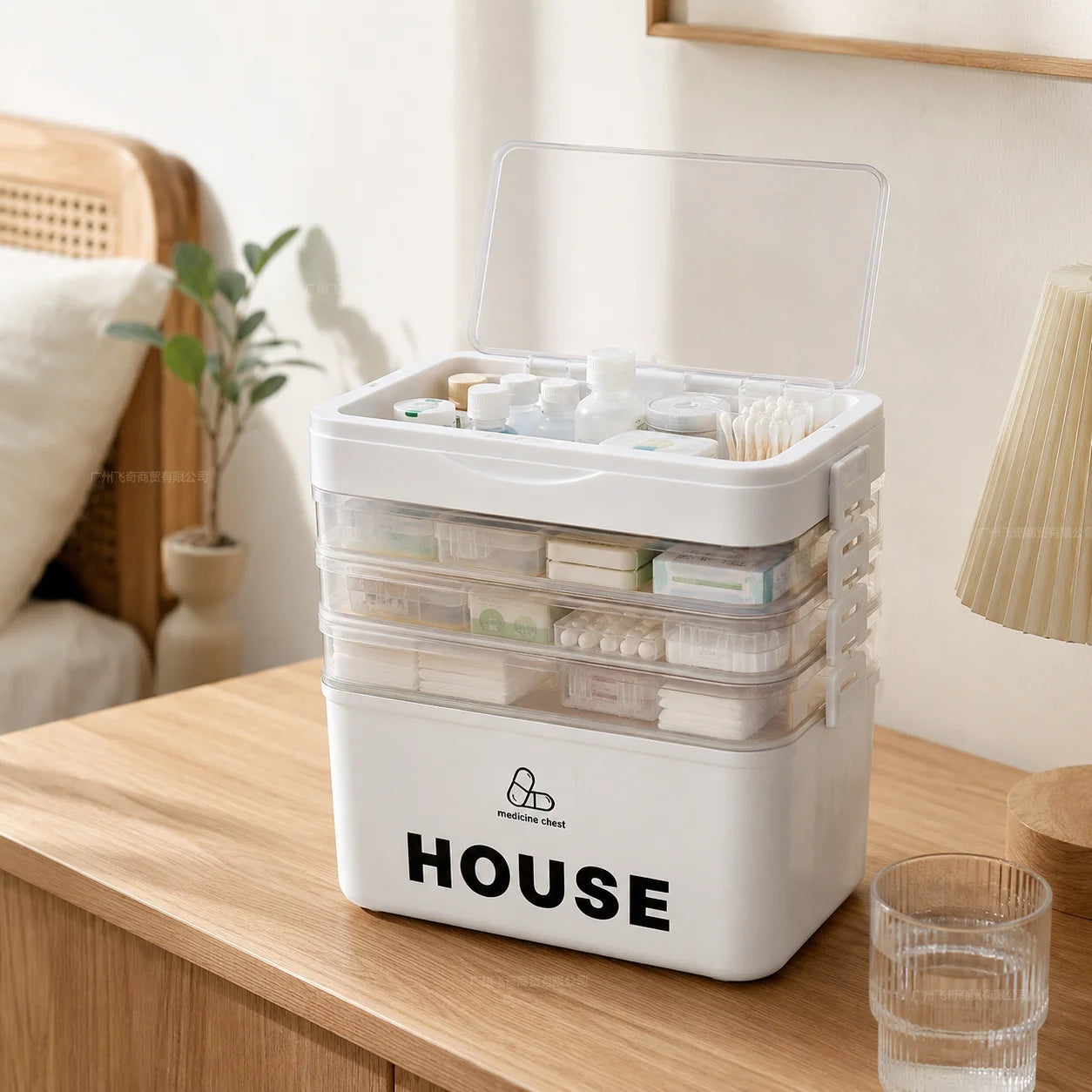 YX Large-Capacity Multi-Tier Stackable Storage Box Practical Portable Home First Aid Emergency Kit with Transparent Lid and Handles Organizer for Pills Crafts Hair Accessories Cosmetics Small Items Kitchen Bathroom Office Dor