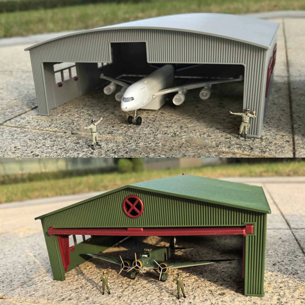 Airport Hangar Model with Light Door Window Realistic PP Large-Scale Airplane Parking Kit for 1/144 1/72 Aircraft Display