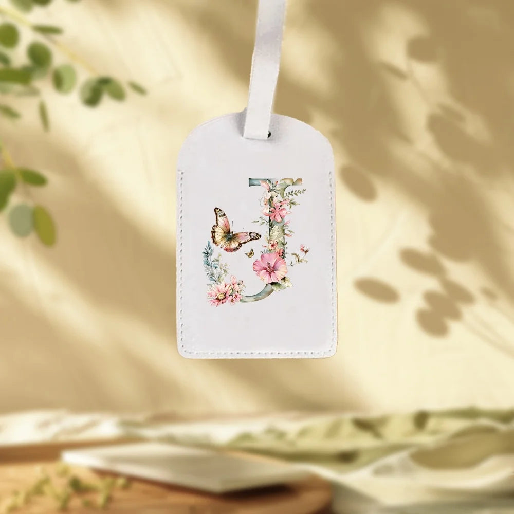 Custom White Luggage Tags Suitable for Suitcase, Clothing & Jewelry - Name/Logo/Text, 26 Floral Letter & Alphabet Tags