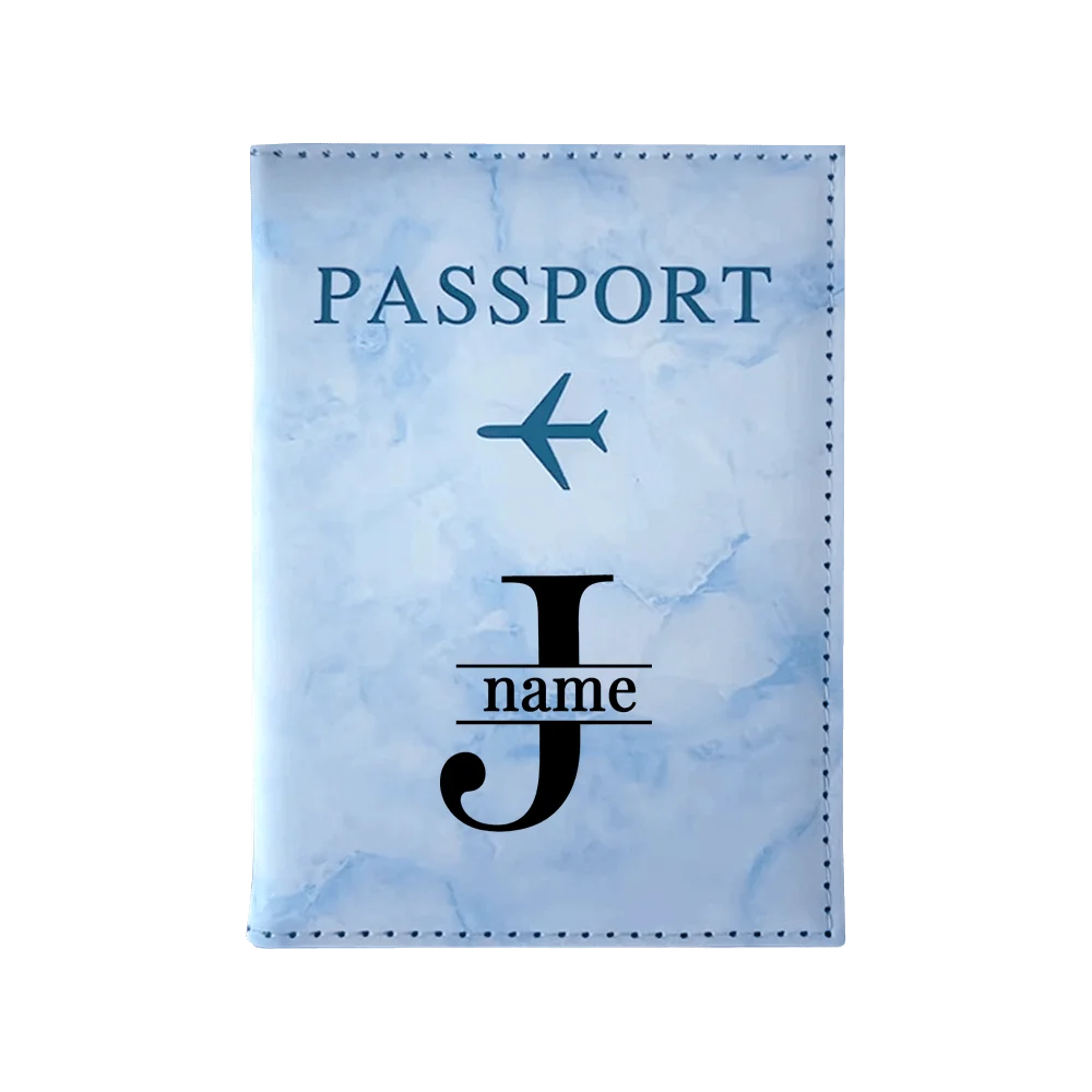 Customize Name Passport Cover Travel Wedding Passport Holder Organizer Personalized Black Initial Letter Printing Passport