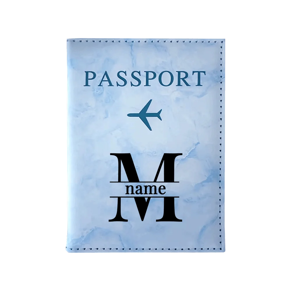 Customize Name Passport Cover Travel Wedding Passport Holder Organizer Personalized Black Initial Letter Printing Passport