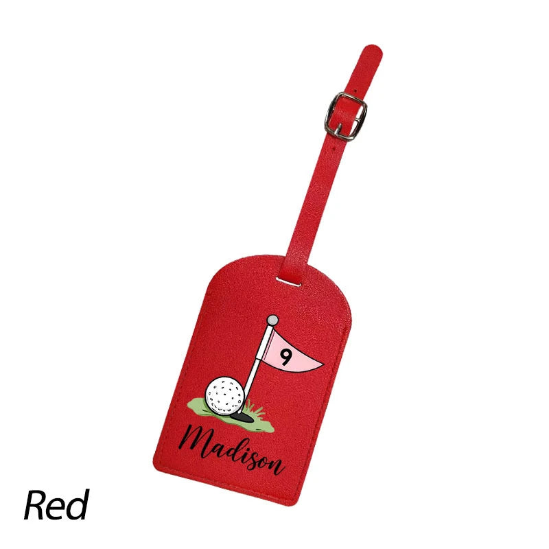 Custom Personalized Synthetic Leather Luggage Tag Golf Theme PU Material Privacy Flap Cover Travel Bag Identifier Perfect