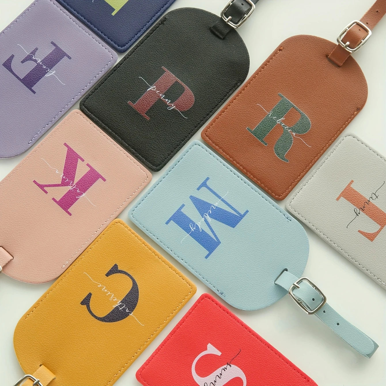 Custom Name&Initial Luggage Tag for Suitcases Personalized Colorful Monogram Name Luggage Tags with Privacy Name Card