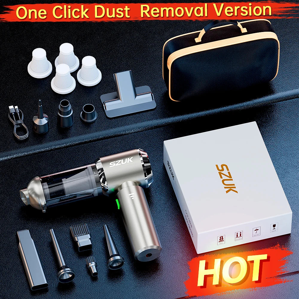 SZUK 985000PA Car Vacuum Cleaner Mini Powerful Cleaning Machine Strong Suction Handheld for Car Wireless Portable Home Appliance
