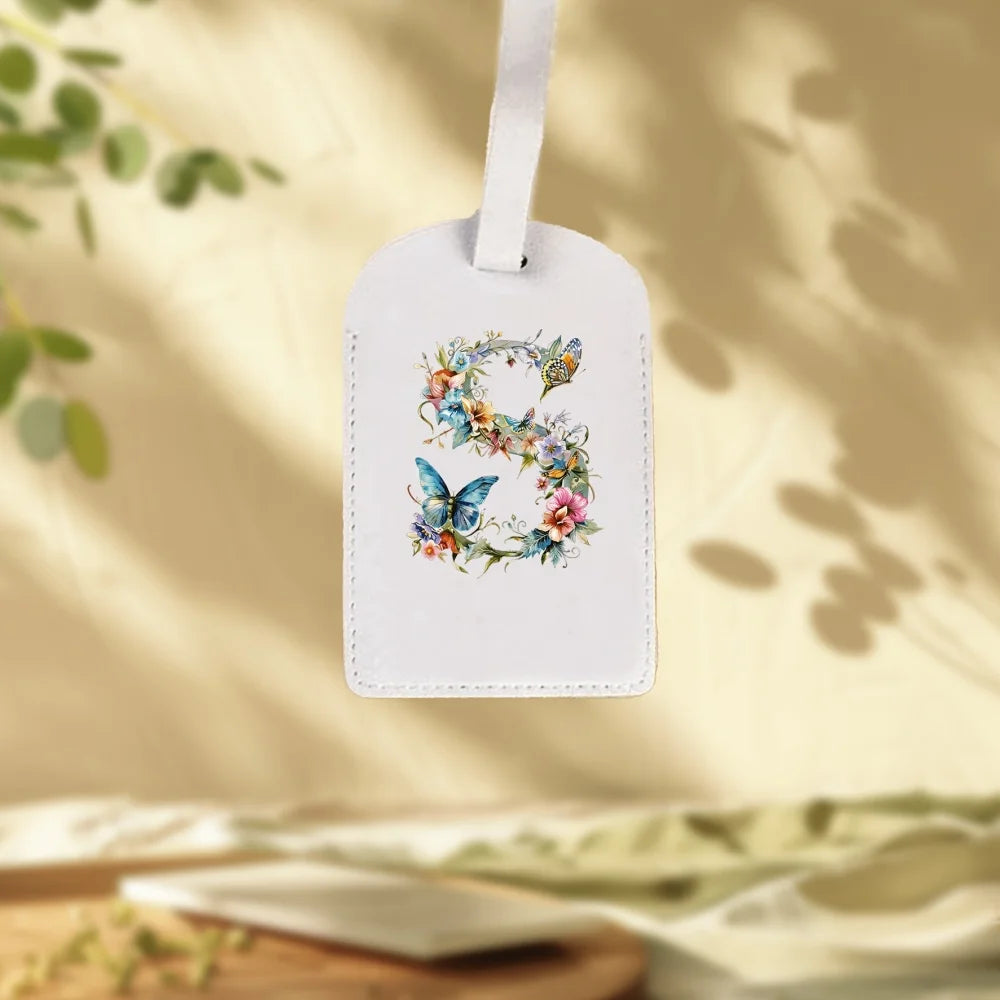 Custom White Luggage Tags Suitable for Suitcase, Clothing & Jewelry - Name/Logo/Text, 26 Floral Letter & Alphabet Tags