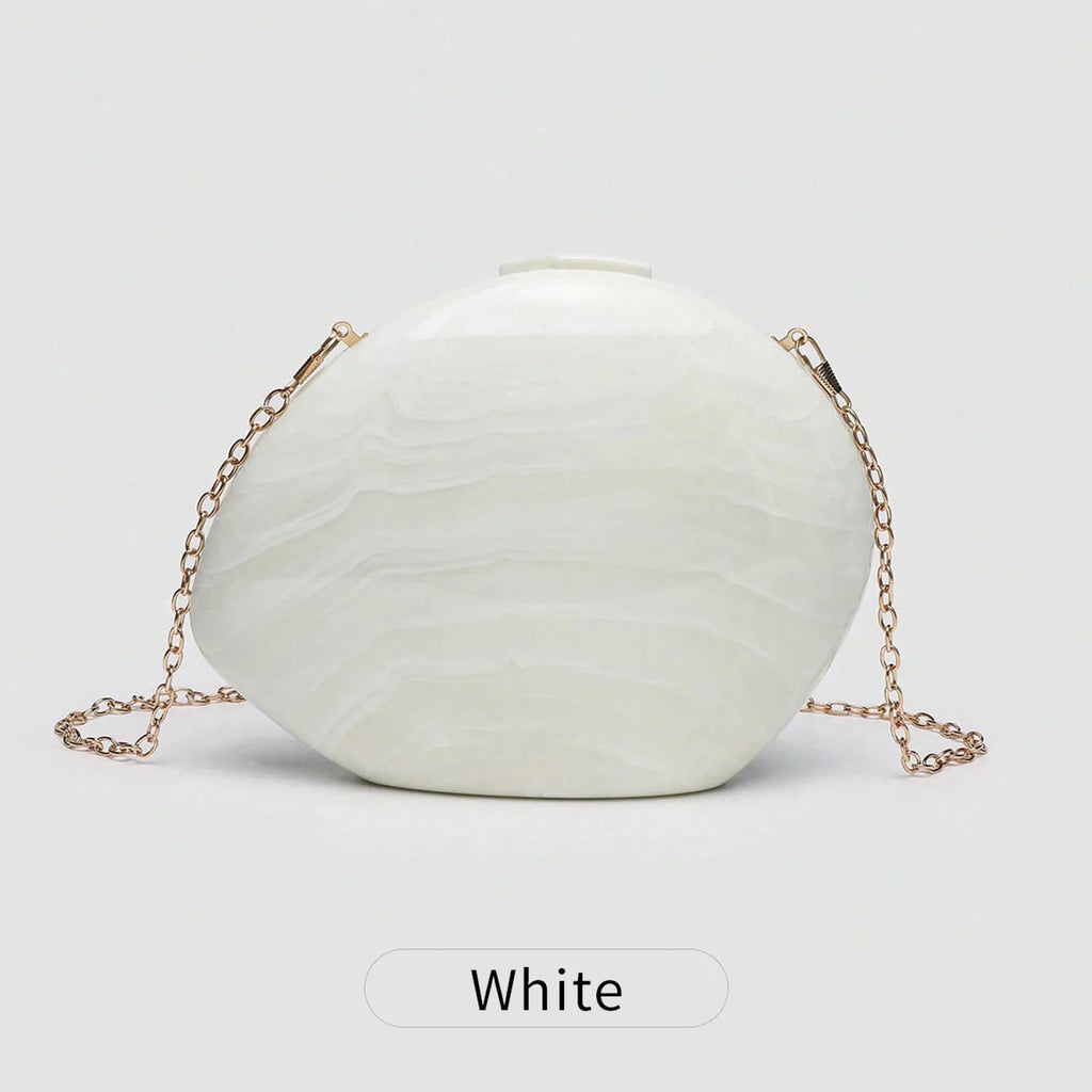Luxury wedding party women's evening bag stylish and elegant shell striped shoulder bag high-quality acrylic clutch.