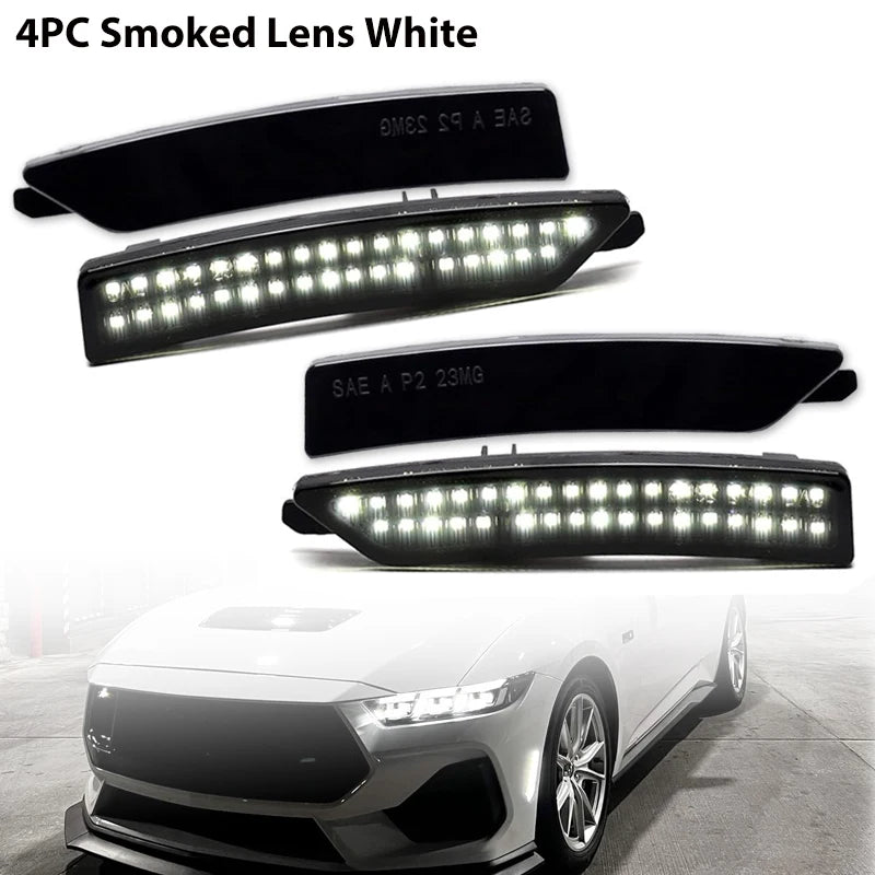 iJDM Car Full LED Dotted Front & Rear Side Marker Light Assembly for Ford Mustang Gen7/S650 2024 2025 DRL Parking Lights
