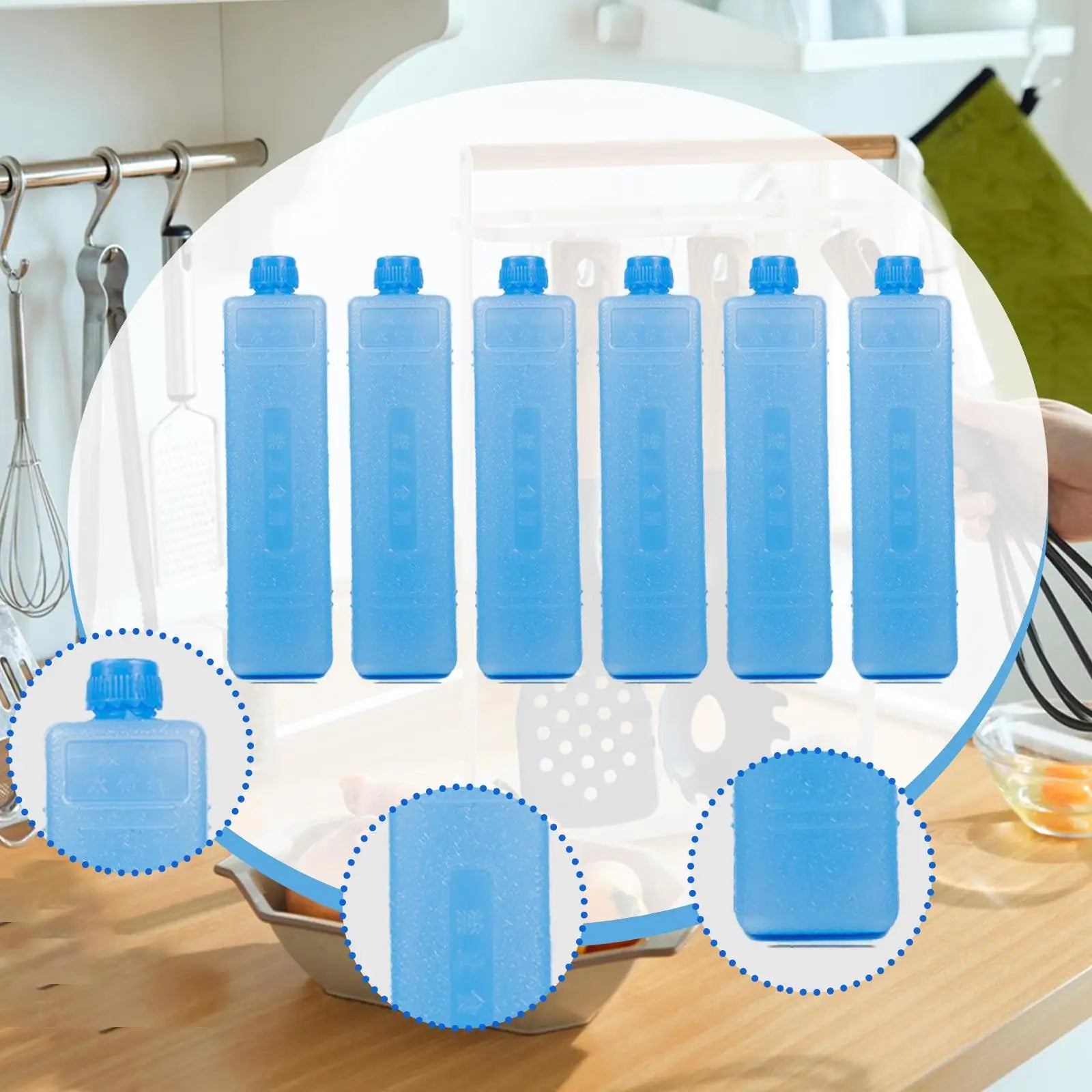 6 Pieces Reusable Ice Packs for Food Drink Cooling Ice Blocks for Hiking Picnic Beach Travel Ice Freezer Blocks Ice Brick Packs