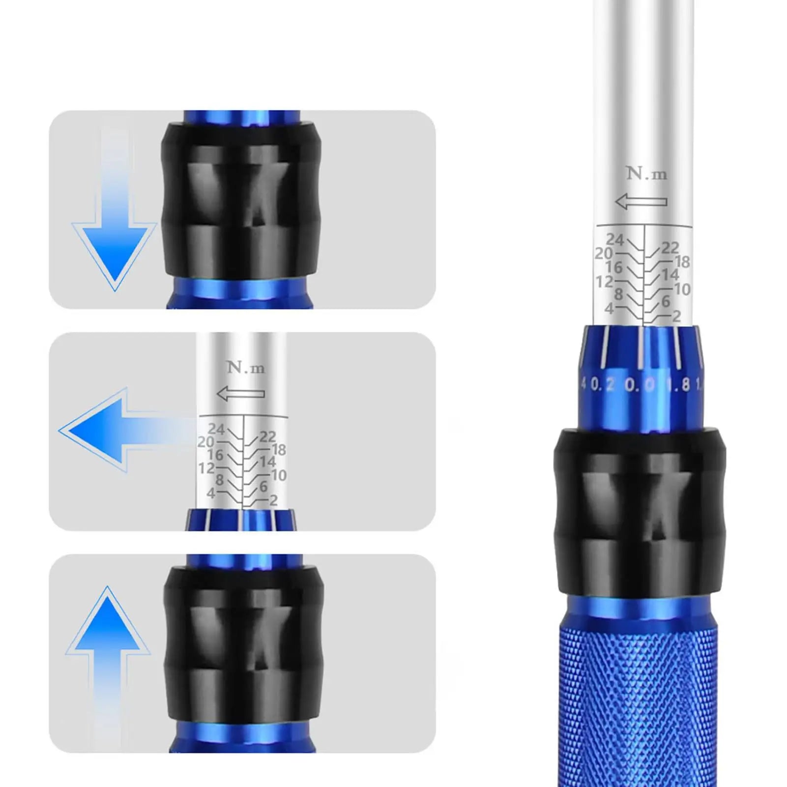 1/4" Drive Adjustable Torque Wrench Quick Release Ratchet Wrench 2-24N.m High Precision Preset Repair Tool for Auto Maintenance