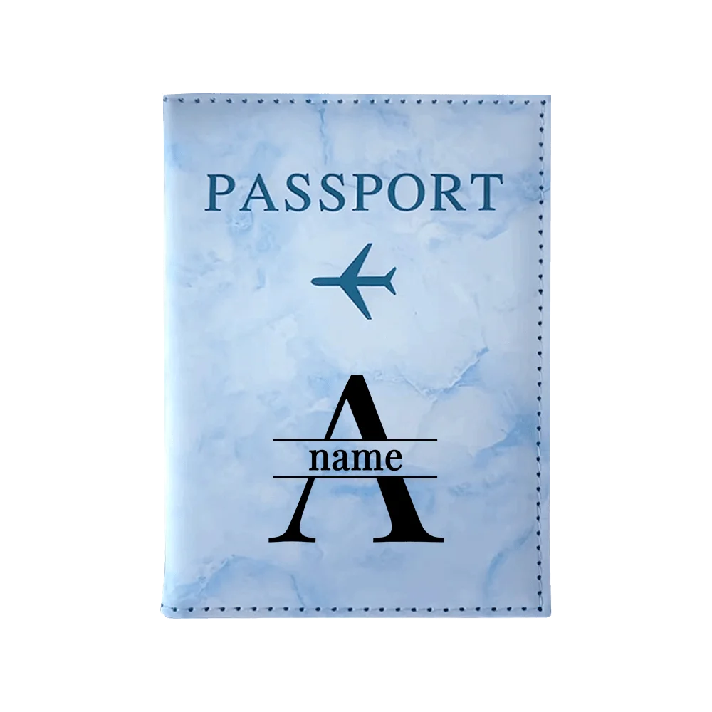 Customize Name Passport Cover Travel Wedding Passport Holder Organizer Personalized Black Initial Letter Printing Passport