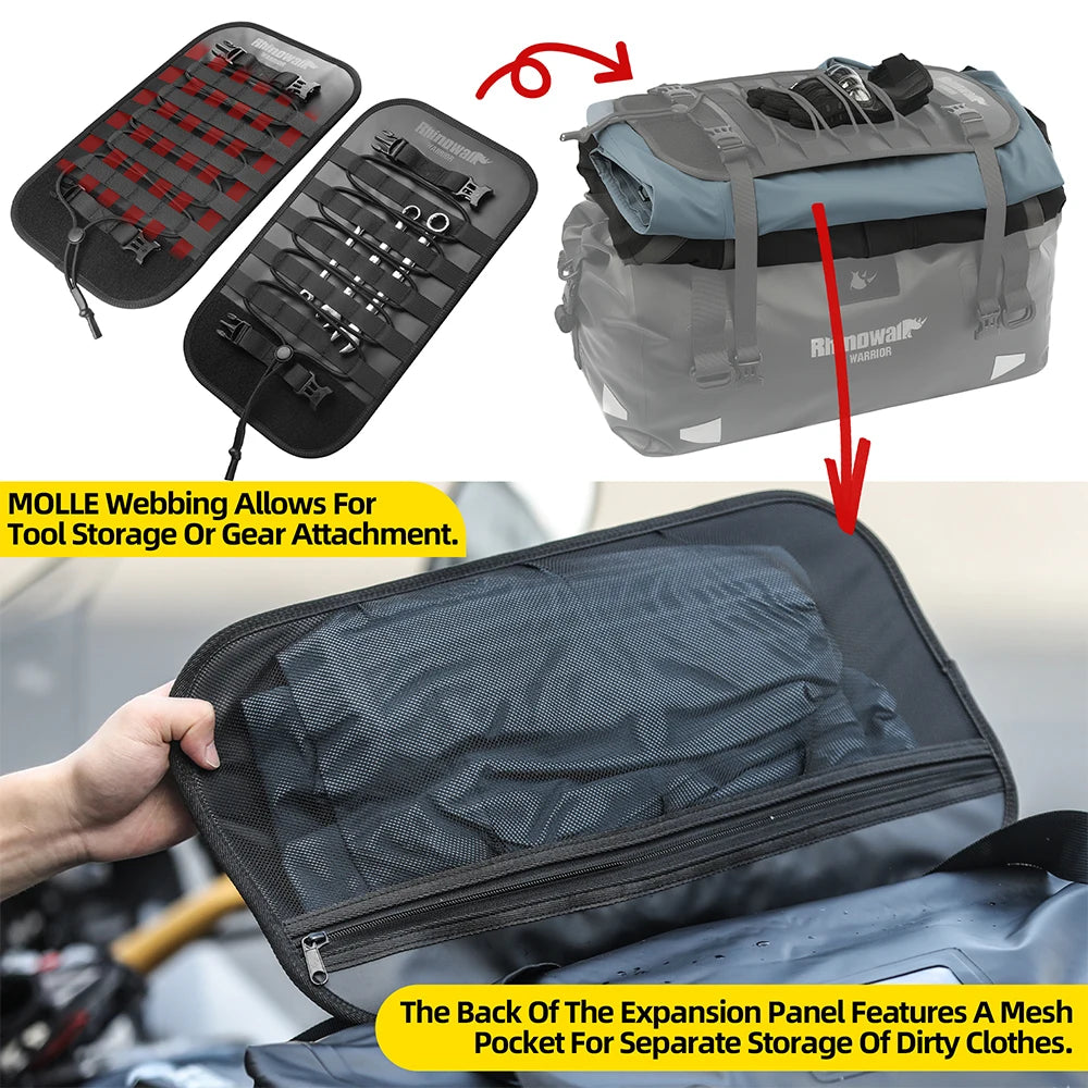 Rhinowalk Motorcycle Saddle Bag Waterproof 20L/40L/65L Universal Pannier Side Bag Top Travel Luggage Box Free Combination