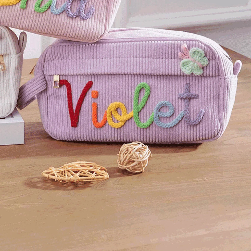 1pc Custom Corduroy Makeup Bag: Personalized yarn name bag, stylish and simple mini portable storage bag with large capacity