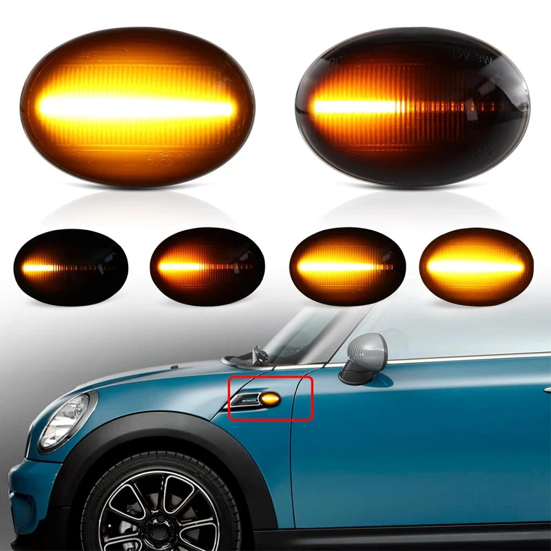Dynamic LED Flashing Turn Signal Lamp Side Marker Light Car Tuning For Mini Clubman R55 Cooper R56 R57 Coupe R58 R59 07- 13