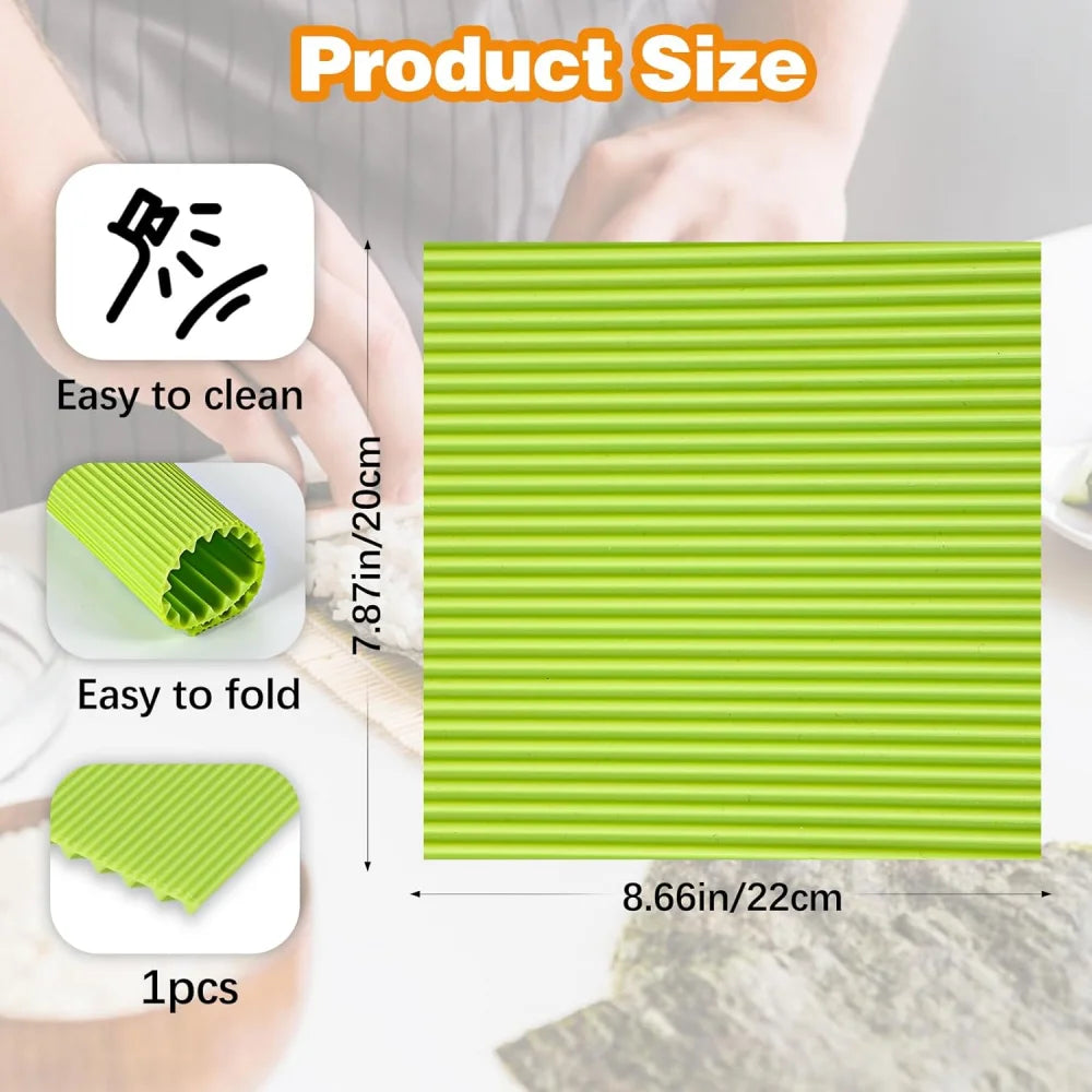 Premium Silicone Sushi Making Kit - Rolling Mat for Beginners and Kids, 8.6 X 7.8 Inch