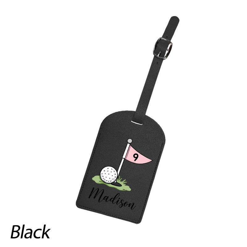 Custom Personalized Synthetic Leather Luggage Tag Golf Theme PU Material Privacy Flap Cover Travel Bag Identifier Perfect