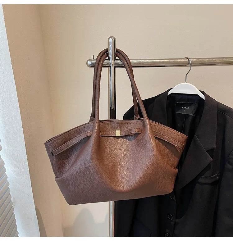Luxury Fashion Niche Design Soft PU Leather Tote Bag Spacious Capacity Women's Shoulder Bag Crossbody Bag Commuting Travel