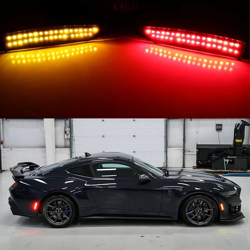 iJDM Car Full LED Dotted Front & Rear Side Marker Light Assembly for Ford Mustang Gen7/S650 2024 2025 DRL Parking Lights