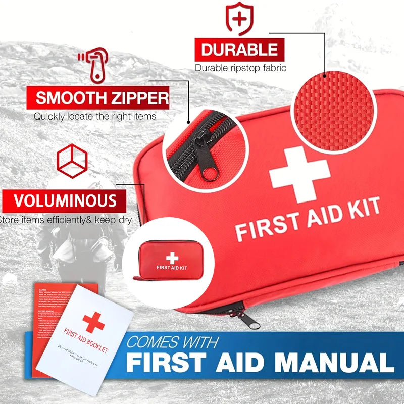 Family Car Travel First Aid Kit 198 Pieces First Aid Kit for Home, Car, Travel, Business, Survival, Office, Camping, Hiking, Boa