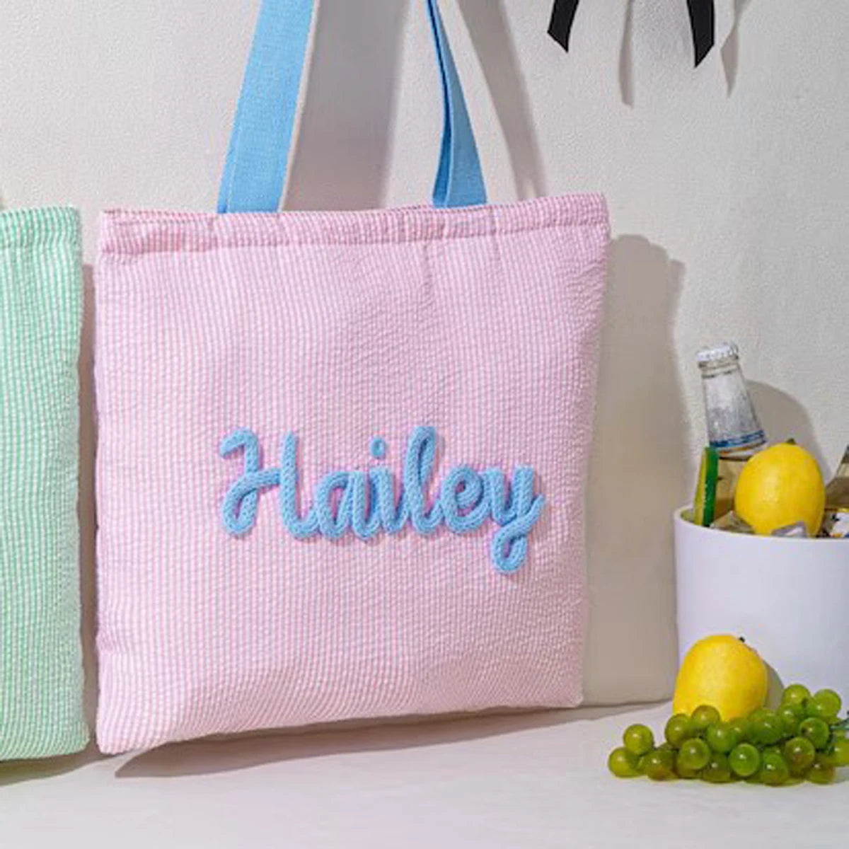 Personalized Beach Tote Bag — Lined Beach Bag with Inner Pocket — Personalized Zippered Tote — Summer Hobo Bag — Bridesmaid Gift