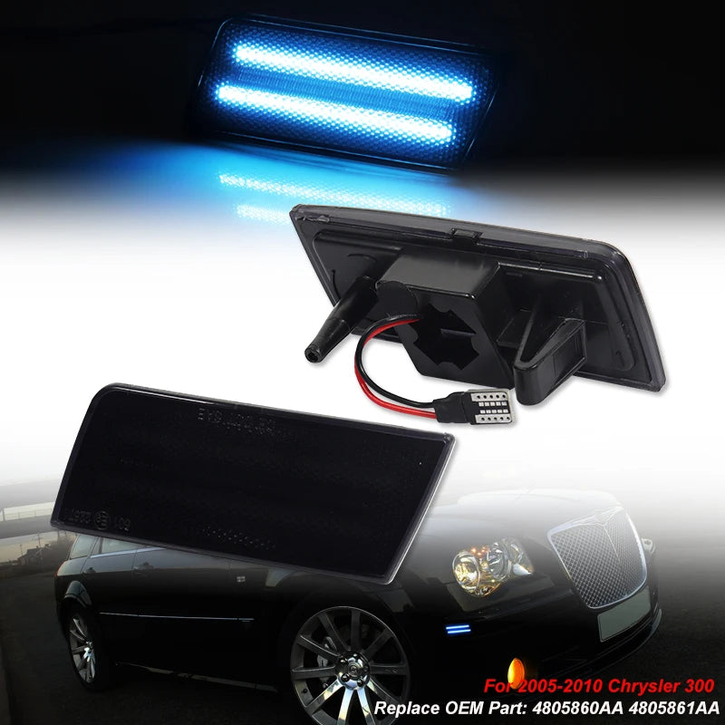2PCS Car Accessories LED For Chrysler 300 300C Front  Side Marker Parking Lights Assembly 2005-2010  OEM 4805860AA 4805861AA