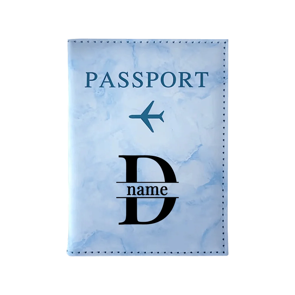 Customize Name Passport Cover Travel Wedding Passport Holder Organizer Personalized Black Initial Letter Printing Passport