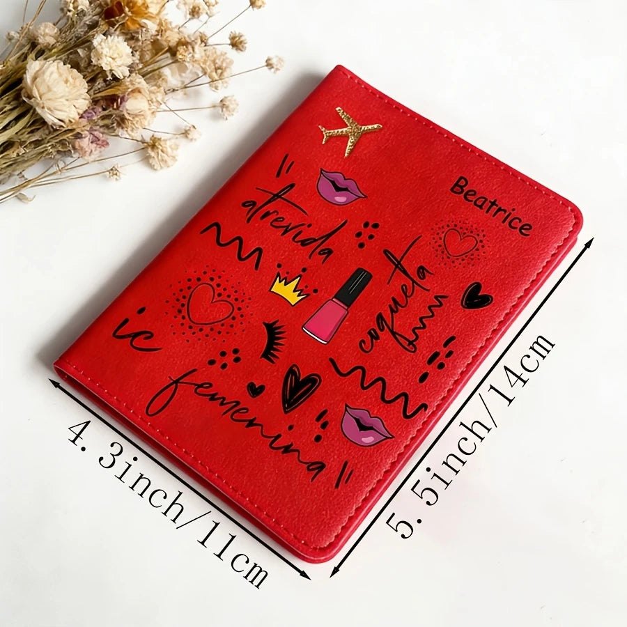 Customizable Text Name Passport Holder, Fashionable Letter Pattern Passport Case,Lightweight and Suitable for Travel and Outings