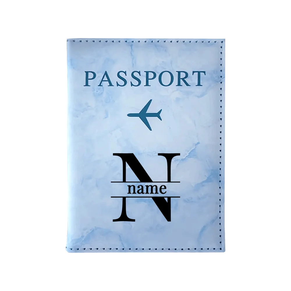 Customize Name Passport Cover Travel Wedding Passport Holder Organizer Personalized Black Initial Letter Printing Passport
