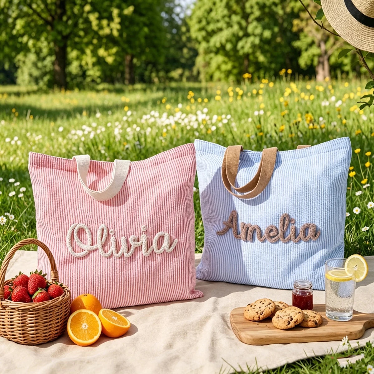 Personalized Beach Tote Bag — Lined Beach Bag with Inner Pocket — Personalized Zippered Tote — Summer Hobo Bag — Bridesmaid Gift