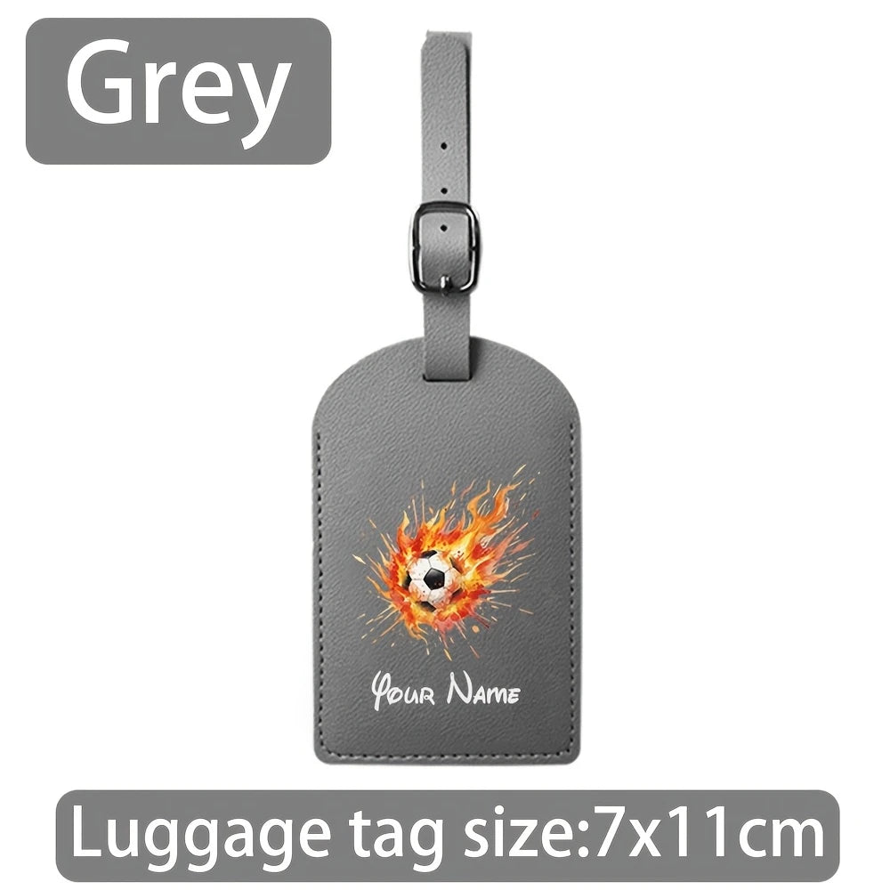 Customizable Name with Printed Football Design, Creative and Portable Travel ID Tag, Suitable for Suitcases
