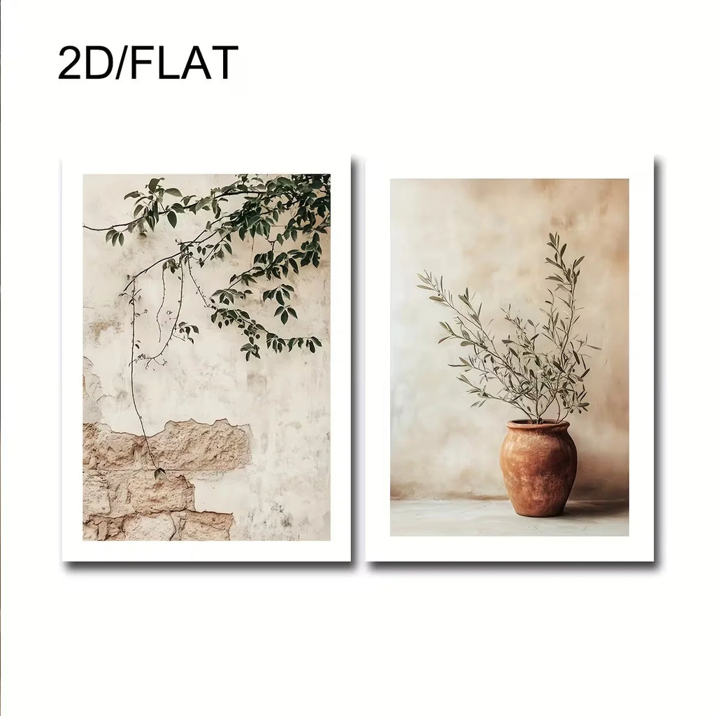 2pcs Modern Mediterranean Olive Trees Canvas Wall Art, Frameless Landscape Canvas Posters for Bedroom and Living Room Wall Decor