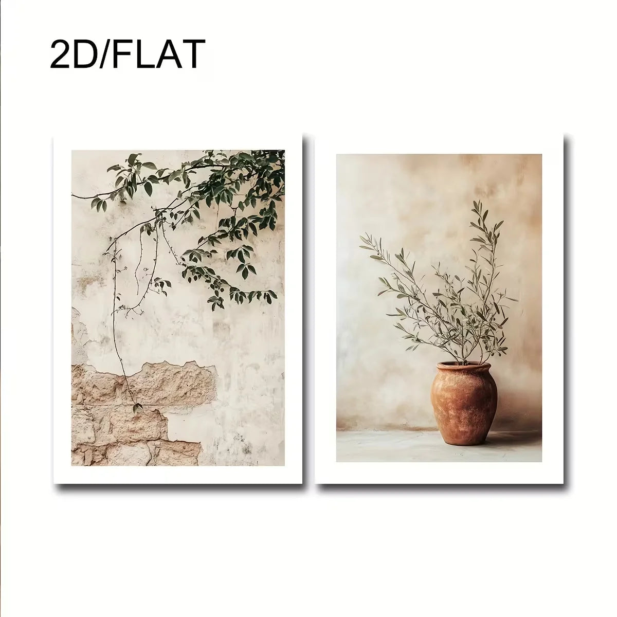 2pcs Modern Mediterranean Olive Trees Canvas Wall Art, Frameless Landscape Canvas Posters for Bedroom and Living Room Wall Decor
