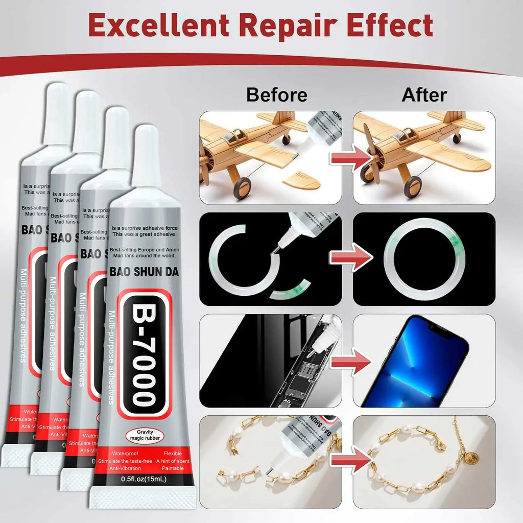15pcs B-7000 15ML Transparent Phone Screen Repair Glue B7000 Universal Glass Plastic DIY Adhesive With Precision Applicator