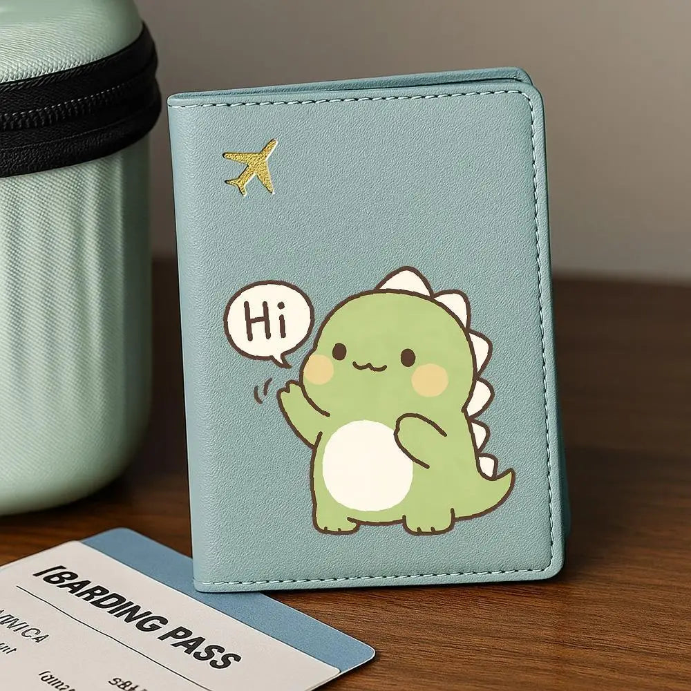 Cute Dinosaur Print Passport Holder Stylish Travel Wallet Lovely Birthday Anniversary Gift for Women