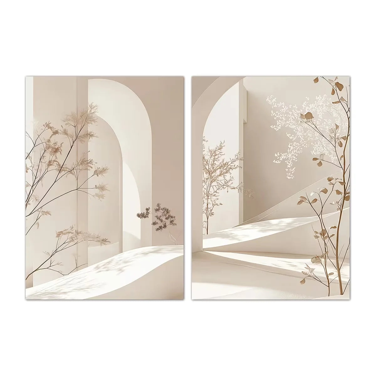 2pcs Modern Mediterranean Olive Trees Canvas Wall Art, Frameless Landscape Canvas Posters for Bedroom and Living Room Wall Decor