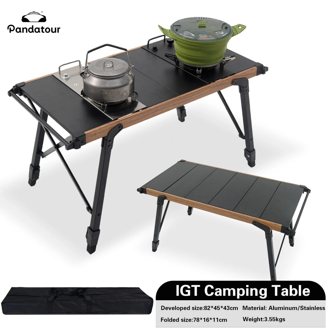 Pandatour IGT Camping Table Folding Aluminum Barbecue Picnic Outdoor Table Ultra lightweight Portable Fishing Picnic Table