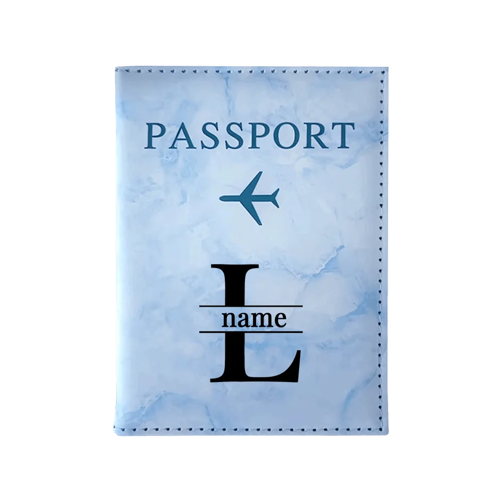 Customize Name Passport Cover Travel Wedding Passport Holder Organizer Personalized Black Initial Letter Printing Passport