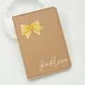 Customized Name Passport Cover with Bow Pattern Personalized Monogram Bow Passport Holder Customized Document Card Holder