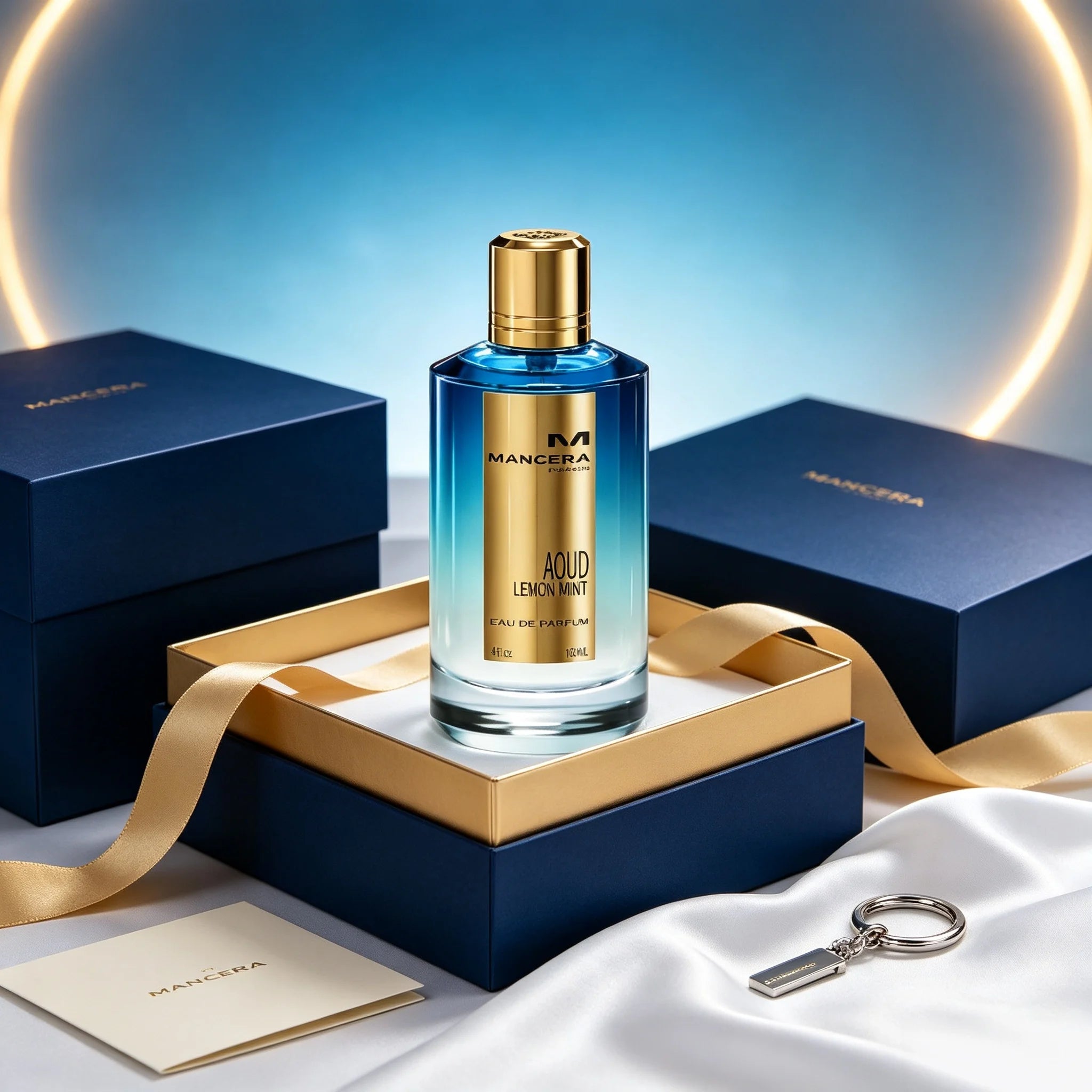 Mancera French Riviera Unisex EDP 120ml Gloss Blue White Gradient Square Bottle Polished Gold Ribbed Cap Gold Border White Iris Label Crisp Citrus Aquatic Marine Woody Scent Summer Beach Yacht Vacation Luxury Neutral Gift For
