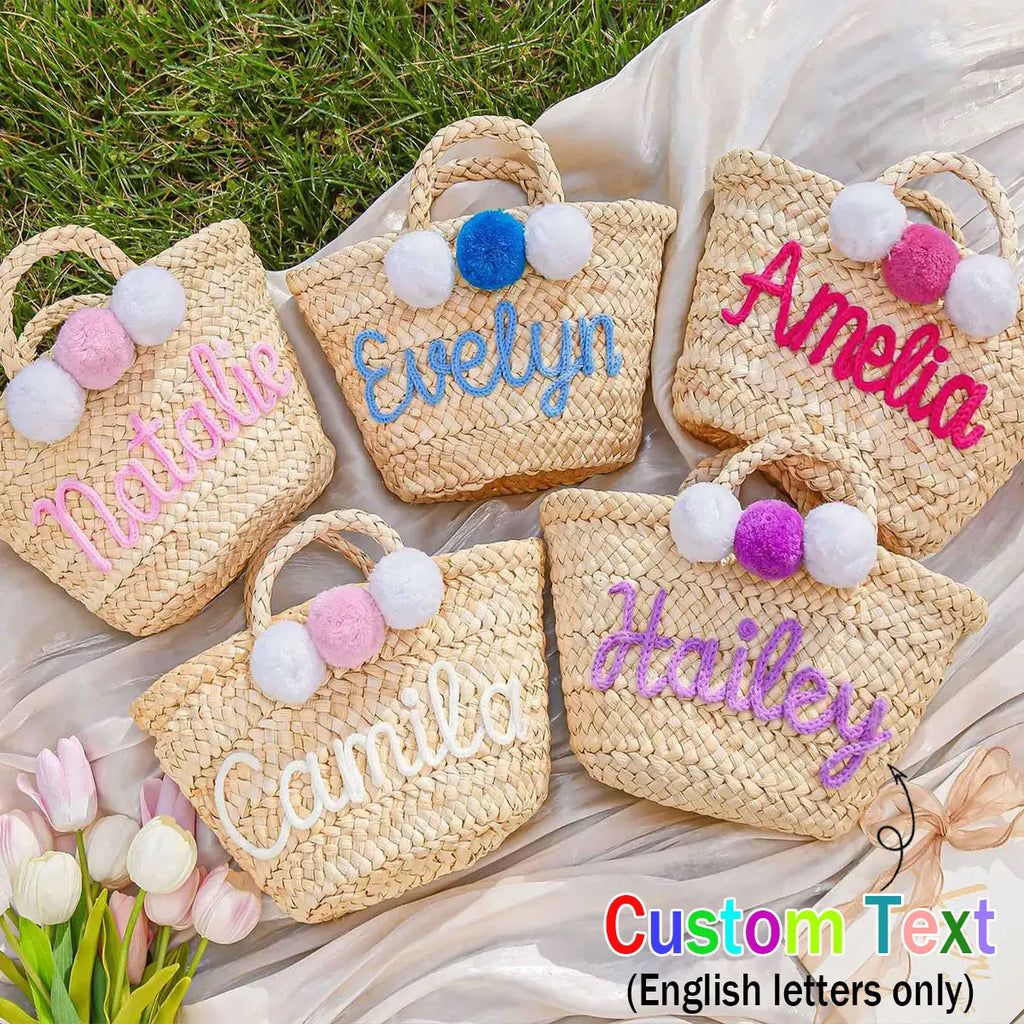 Personalized Straw Bridesmaid Tote Bag, Custom Beach Bag, Bachelorette Party Gift Bag, Gift Package, Gift Basket Tote