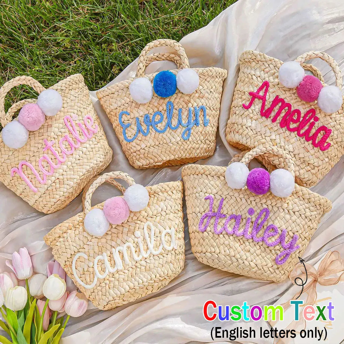Personalized Straw Bridesmaid Tote Bag, Custom Beach Bag, Bachelorette Party Gift Bag, Gift Package, Gift Basket Tote