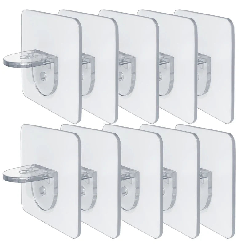 Shelf Bracket Adhesive Nail Self-Adhesive Wardrobe Shelf Bracket Clip Wall Hanging Bracket Partition Non Punching Strong Bracket