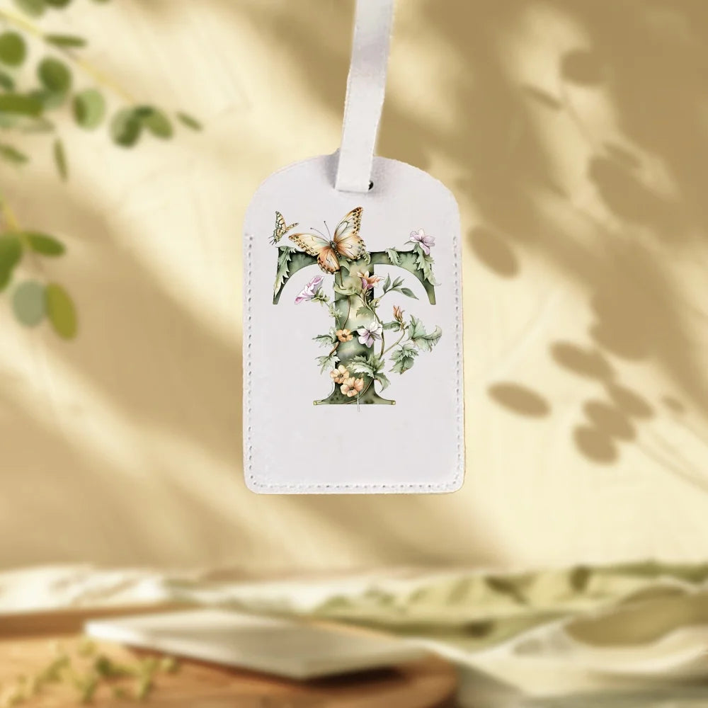 Custom White Luggage Tags Suitable for Suitcase, Clothing & Jewelry - Name/Logo/Text, 26 Floral Letter & Alphabet Tags