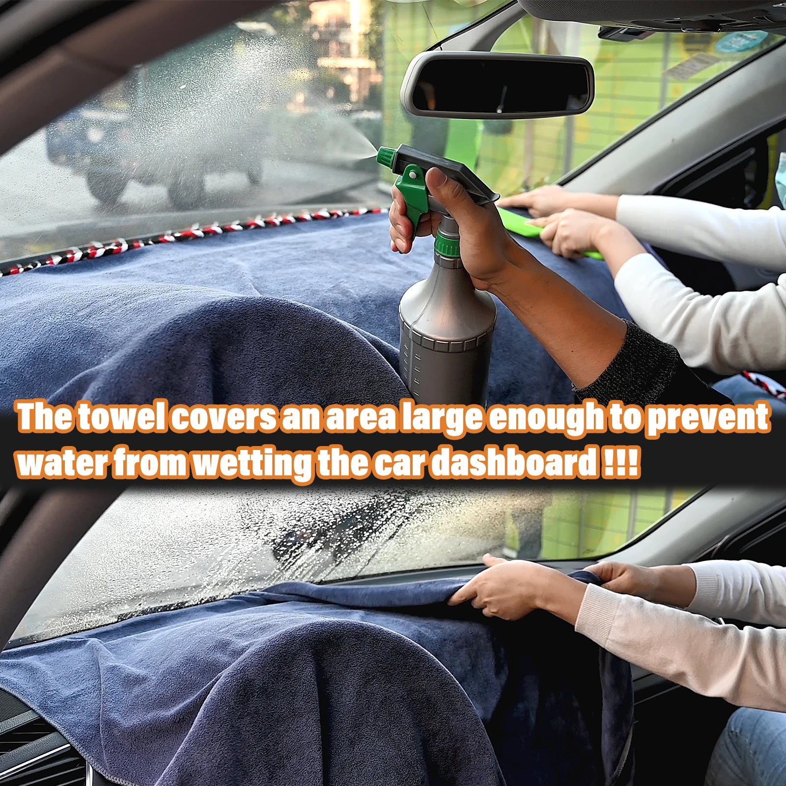 EHDIS 70-Inch Windshield Cleaning Water Absorption Microfiber Towel Car Dashboard Protector Cover Window Tint Glass Drying Cloth