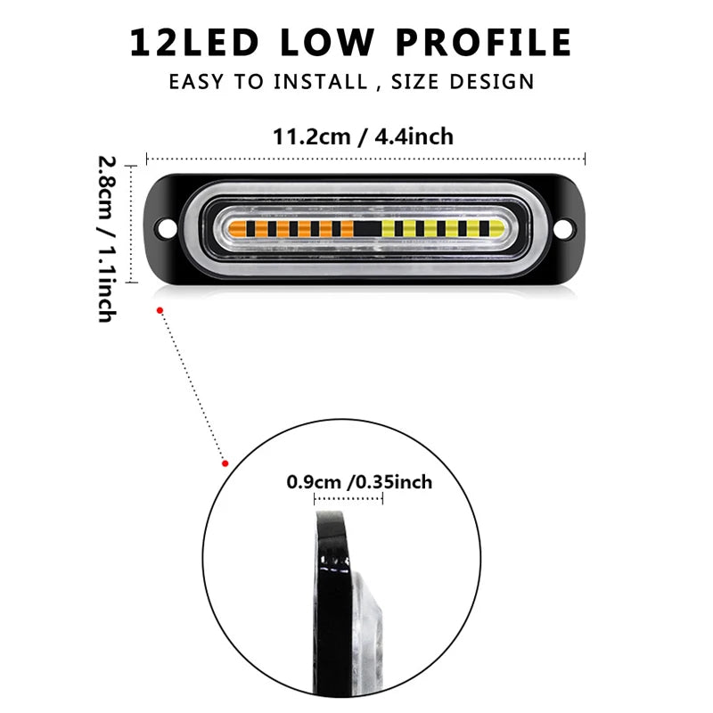 1x Truck 12V 24V 6smd LED Strobe Warning Light Strobe Grille Flashing Lightbar Car Beacon Lamp Amber Yellow White Traffic Light